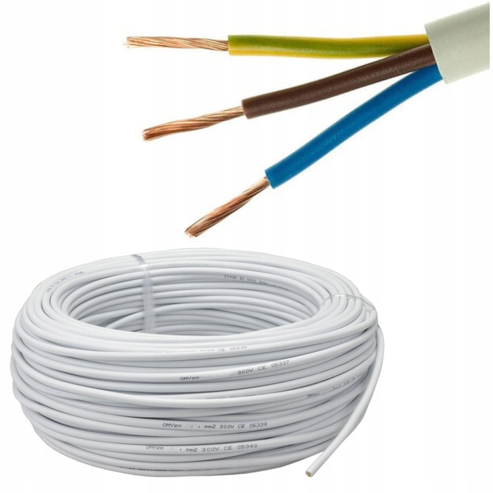 Cablu electric flexibil, 3x1.5mm, 100m, alb