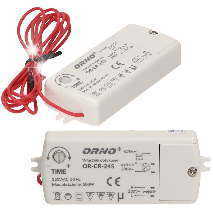 Érintésérzékelős kapcsoló, ORNO, 500W, 1.5m, LED világításhoz, beltéri