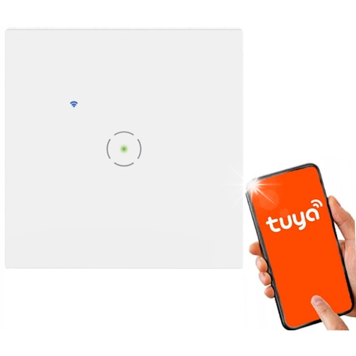 Tuya Smart Home Wi-Fi kapcsoló, ORNO, fehér, 86x86x35mm, 1 db-os készlet.