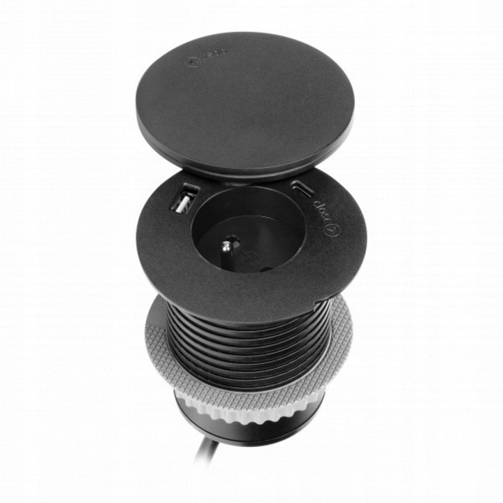 Вграден контакт с въртящ се капак, 10W, 2 USB, 230V, ORNO, 60x105.3mm