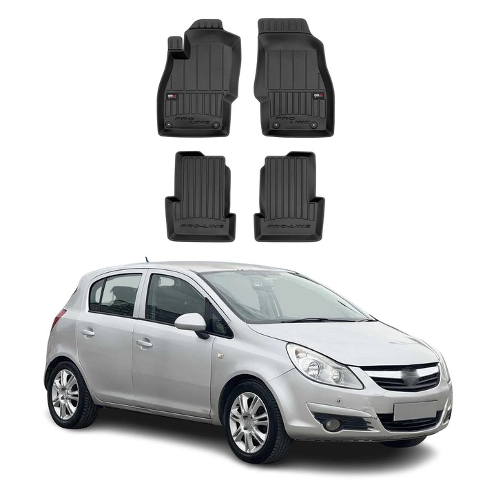 Covorase auto OMAC TPE, set 4 piese, negru, impermeabile, anti-derapante, pentru Opel Corsa D 2006-2014