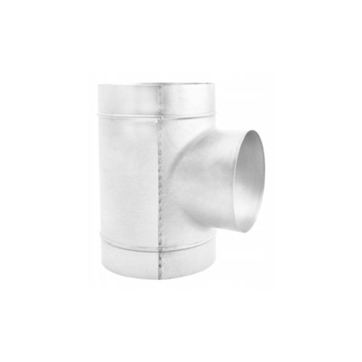 Element in T ventilatie Andrex 125 mm, 3x125 mm, otel zincat 0,5 mm – conector tip nipl pentru distributia aerului in sisteme de ventilatie, rezistent si usor de montat