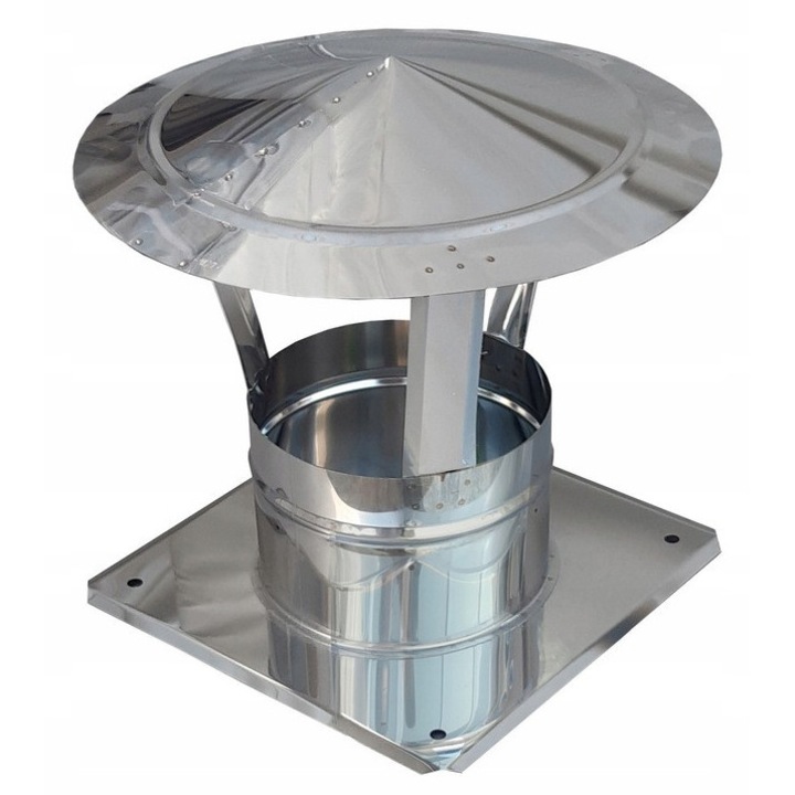 Capac pentru cos de fum, 200mm, Andrex, inox 1.4404, rezistent la temperaturi de pana la 1000°C, set complet