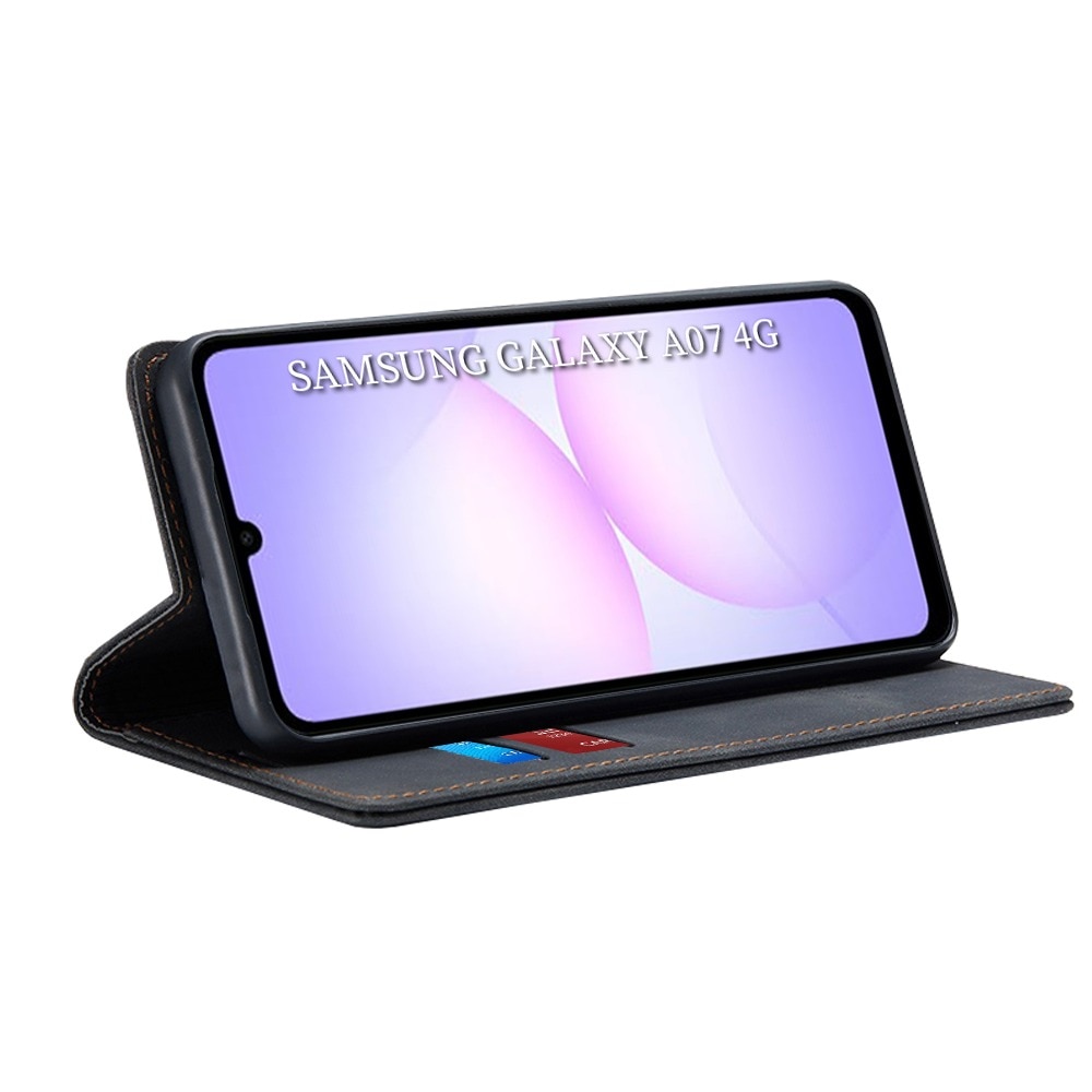 Husa pentru Samsung Galaxy A07 4G DaDen® Tip Carte, Confy Cover, Suport card, Functie de Stand si Inchidere Magnetica, Protectie Sporita, Piele ecologica, Negru