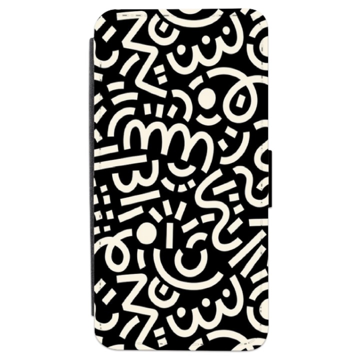 Husa personalizata tip carte pentru Huawei P10 Lite, Black and white art #4, multicolor, S2D1M165, Atlas