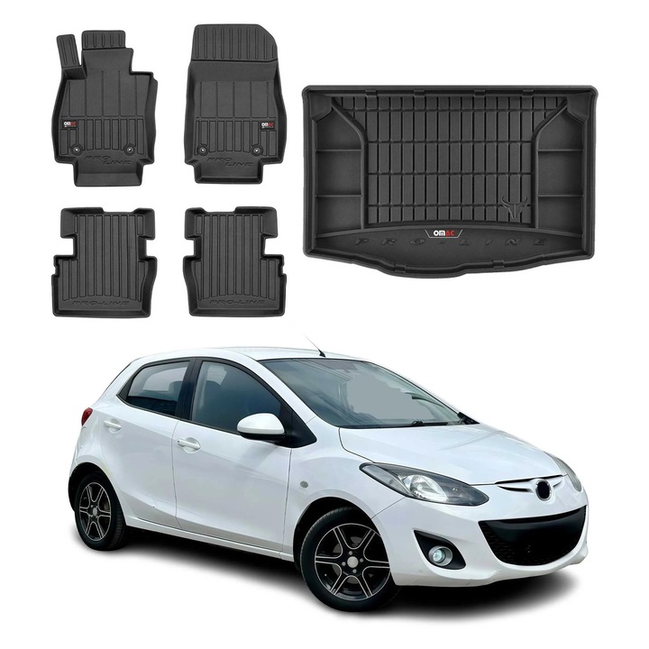 Set 5 covorase auto, Omac, negru, pentru Mazda 2 2014-2025
