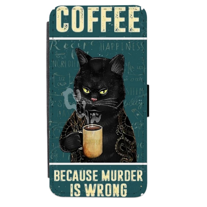 Husa personalizata tip carte pentru Samsung Galaxy A03S, Cat Coffee, multicolor, S2D1M058, Atlas