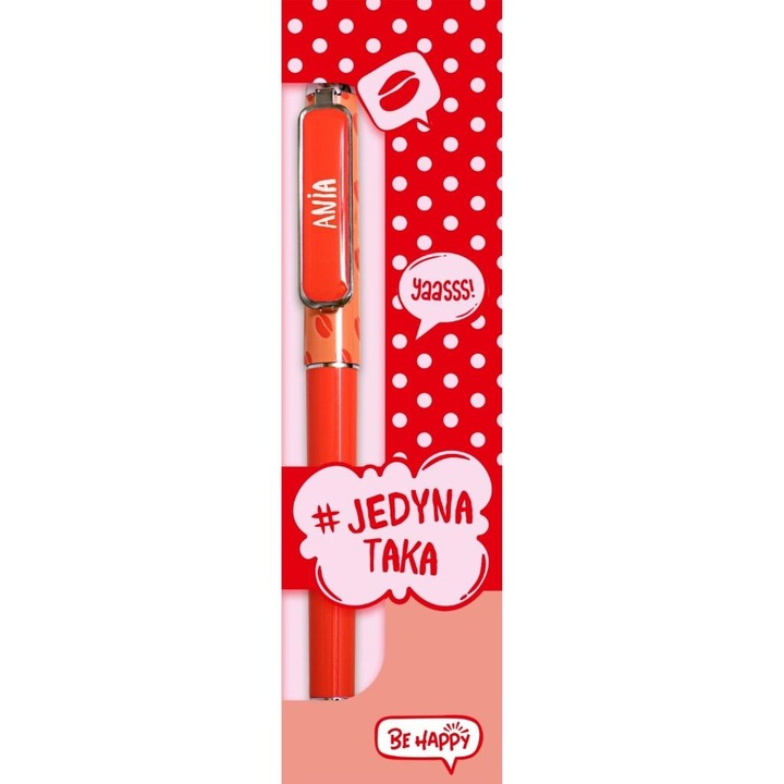 Pop art stílusú toll, Be-Happy Gifts, intenzív színek, névre szóló dedikáció, Ania