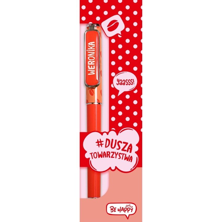 Pop art stílusú toll, Be-Happy Gifts, intenzív színek, névre szóló felirat, Weronika
