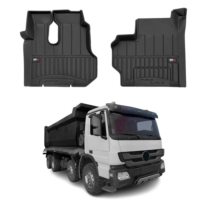 Covorase auto OMAC, TPE, 2 piese, negru, impermeabile, antiderapante, pentru Mercedes Actros MP3 2008-2011
