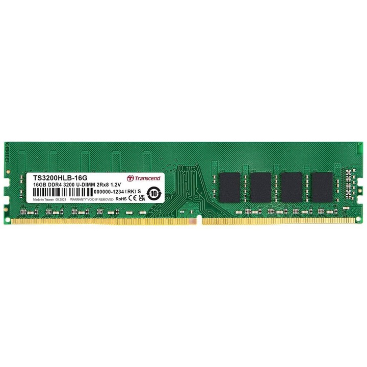 RAM memória DDR4 Transcend 16GB 3200MHz Unbuffered Long-DIMM, 2Rx8, 1,2V