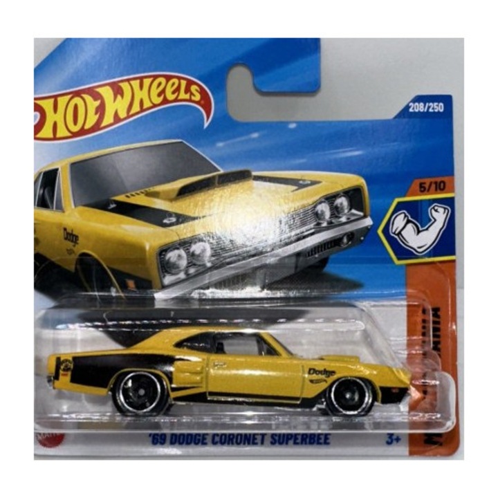 Masinuta Metalica Hot Wheels, Dodge Coronet Superbee, Galben, 1:64, 7cm
