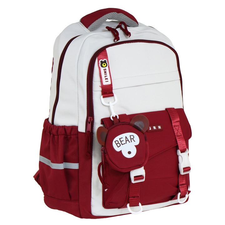Iskolatáska fiúknak és lányoknak, JRH, 46 x 30 x 17 cm, piros