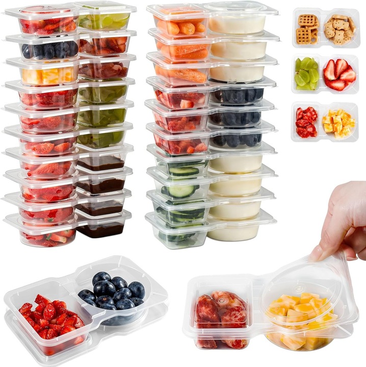 Set caserole alimentare cu capac, Cutie pentru Pranz sau Gustari, YunDaMei, Plastic, Transparent，20 bucati