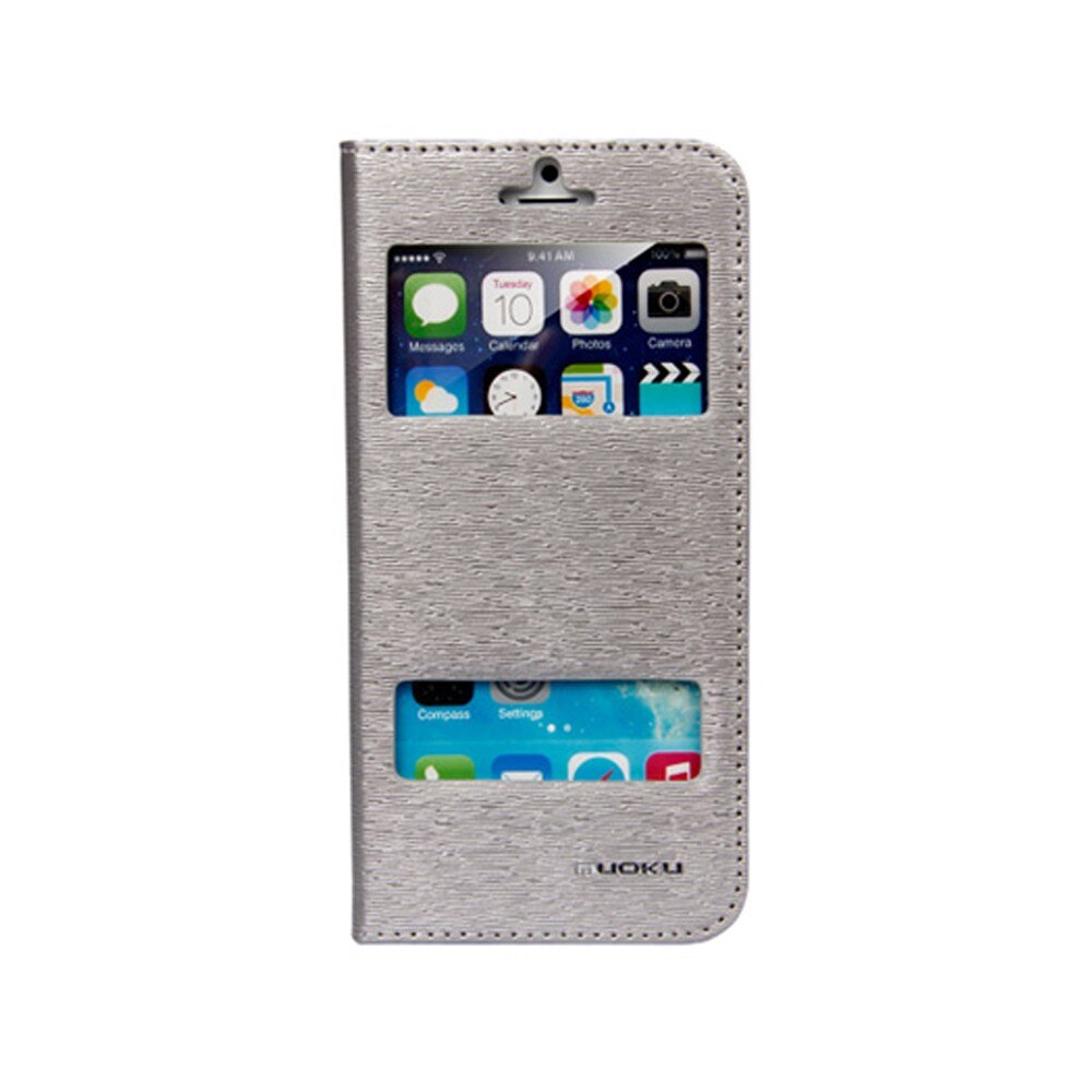 Husa book Nuoku Window pentru iPhone 6 PLUS, Gri