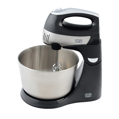 Mixer cu bol Star-Light SMB-300W, 300 W, Bol inox 4 l, 5 Viteze + Turbo, Inox/Negru