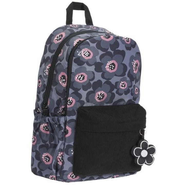 Ghiozdan scolar OXFORD, 2 compartimente, impermeabil, gri, 13x15 inch