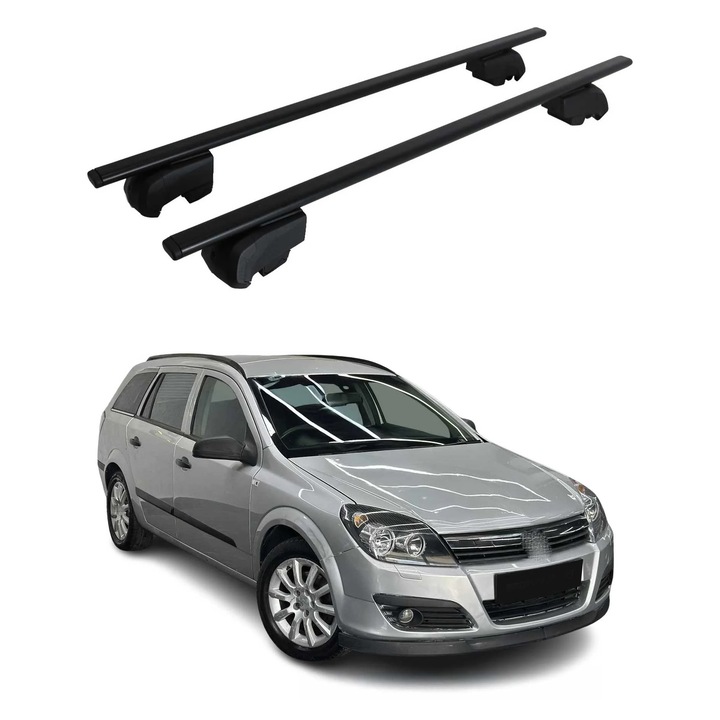 Bare transversale OMAC pentru Opel Astra H Kombi 2004-2010, 75kg, metal, negru, set 2 piese