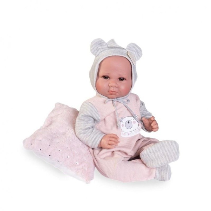 Lala hispanica Antonio Juan Luca 42cm, rózsaszín pizsama aplikációval, szett plüss párnával