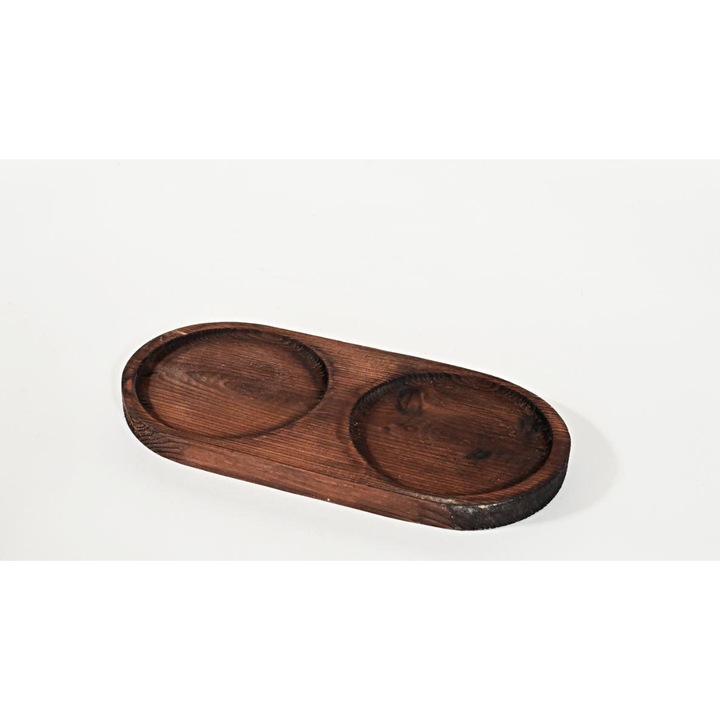 Tava de servire din lemn, platou, esenta de pin, culoare maro inchis, 20mmx120mmx250 mm