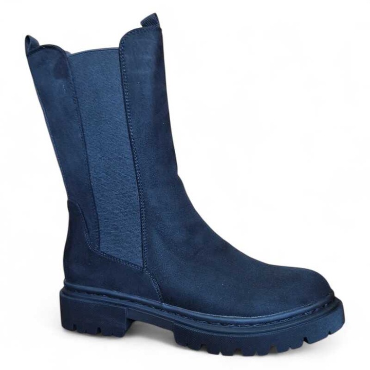 Cizme dama trendy Fashion tip chelsea cu fermoar si banda elastica laterala pe exterior cu talpa cusuta groasa T2