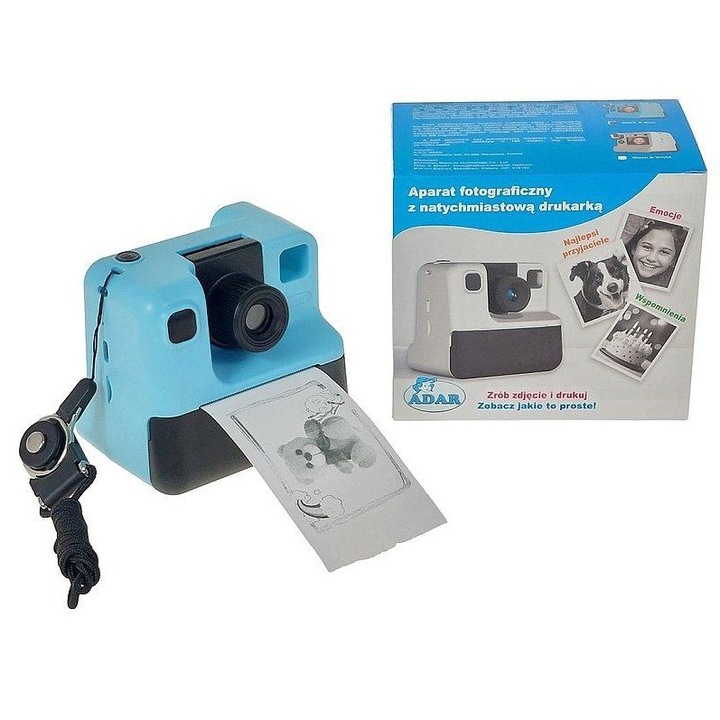 Aparat foto instant, Adar, USB, Albstru/Negru