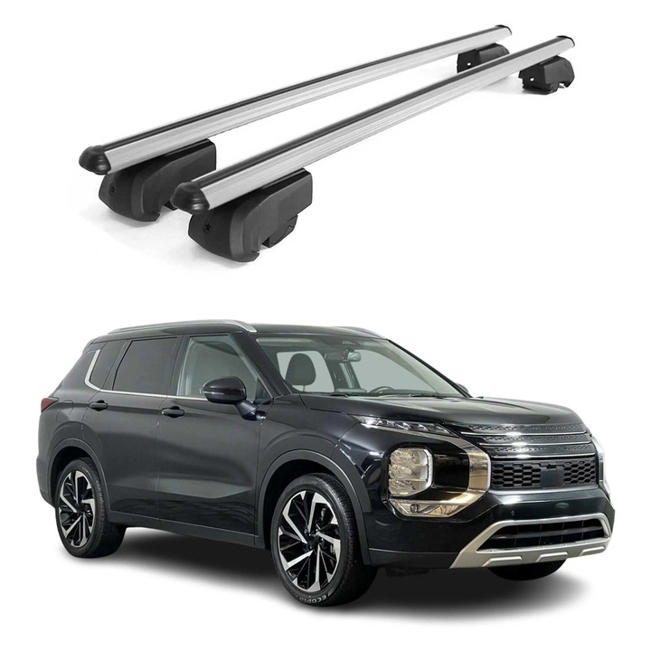 Bare transversale OMAC pentru Mitsubishi Outlander 2020-2021, aluminiu, 75 Kg, set 2 piese, gri