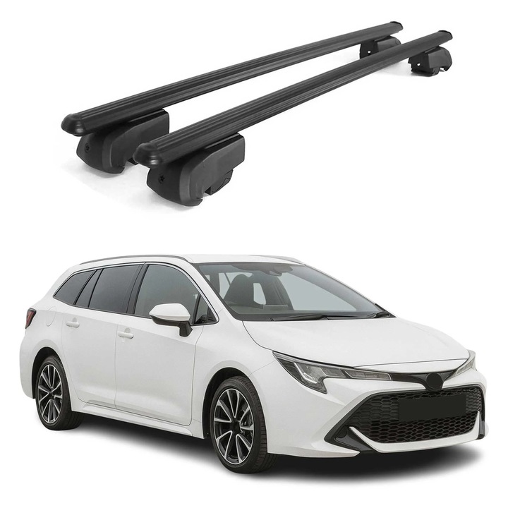Bare transversale OMAC pentru Toyota Corolla Touring Sport 2019-2023, aluminiu, negru, 75 Kg, set