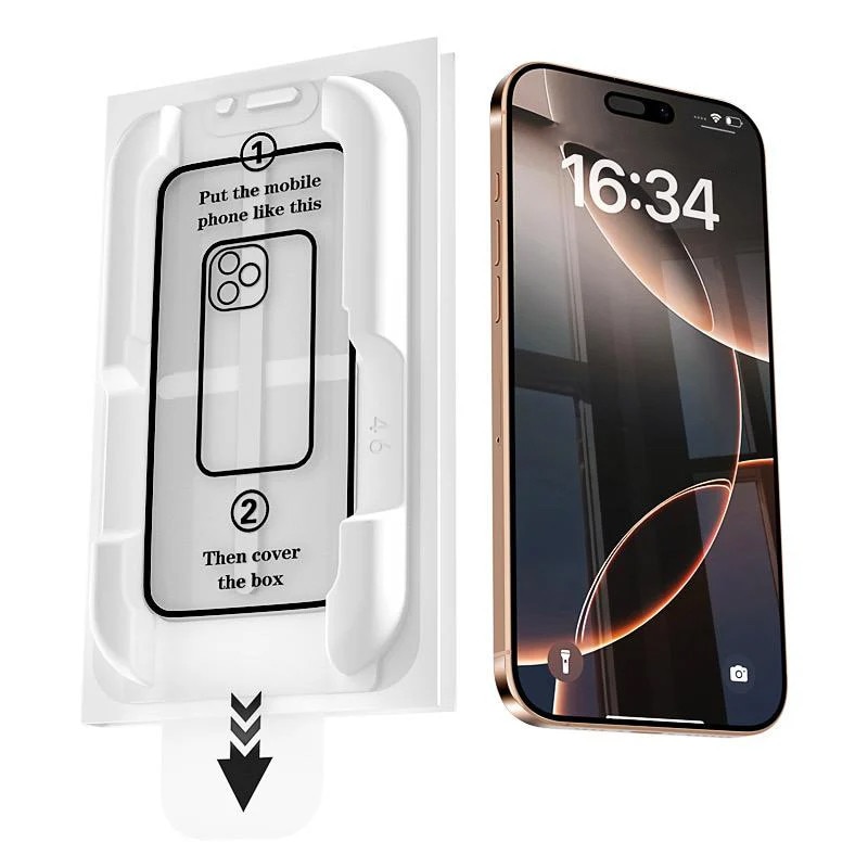 Folie Sticla pentru iPhone 17 Pro Max cu aplicator Daden MagicBox, Full Cover, Protectie Profesionala, Ultra Rezistenta, Calitate Premium, Margini negre