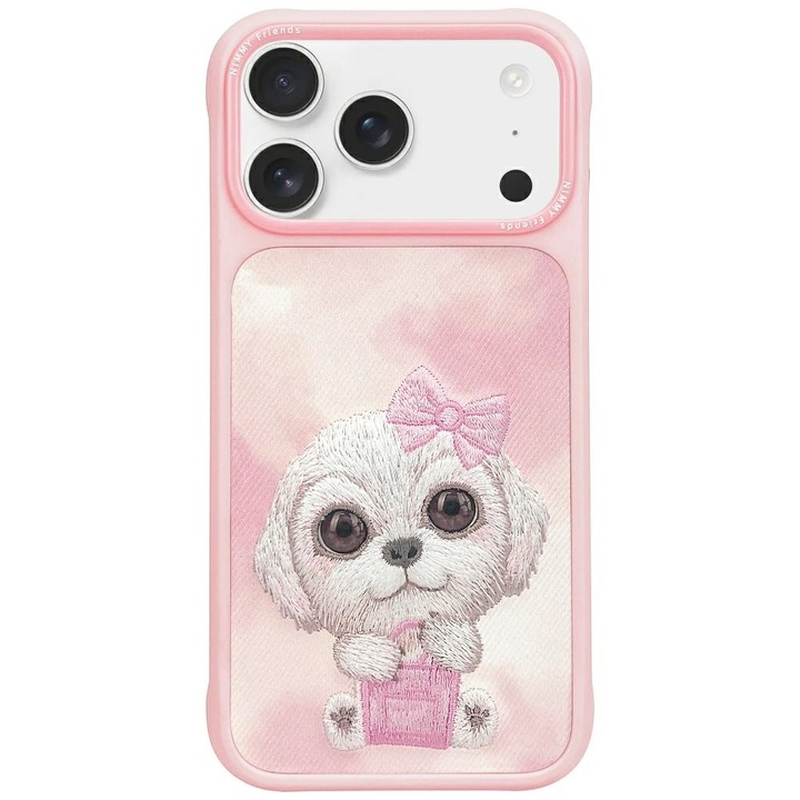 Carcasa Nimmy Big Eyed Pet 2.0 Dog compatibila cu iPhone 17 Pro Max, Roz