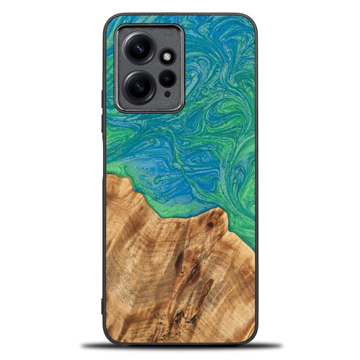 Husa telefon Bewood Unique, combinatie lemn si rasina, 100% protectie, design unic, pentru Redmi Note 12 4G, multicolor