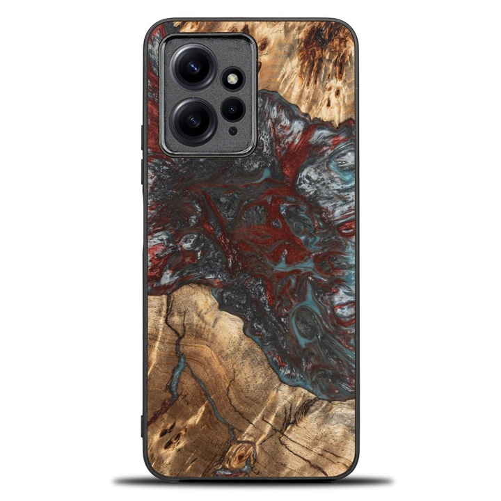 Husa telefon Bewood Unique, Redmi Note 12 4G, lemn si rasina, 100% protectie, design unic, multicolor