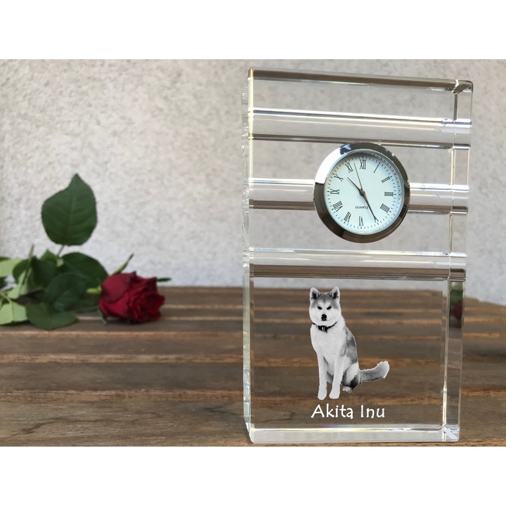 Ceas decorativ, Art-Dog, cristal, personalizat cu fotografie, 14x8.6x2.4cm