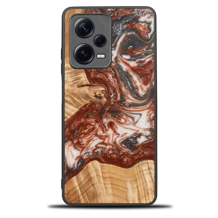 Husa telefon Bewood Unique, Compatibila cu Redmi Note 12 Pro Plus 5G, lemn si rasina, 100% protectie, design unic, multicolor