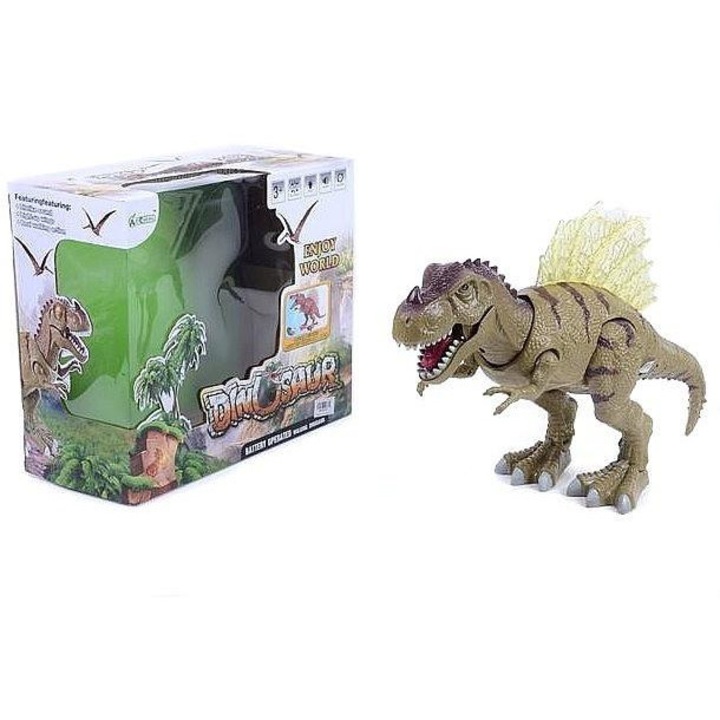 Интерактивен динозавър на батерии, ADAR, със светлини и звуци, бял/черен, 37x26x13см