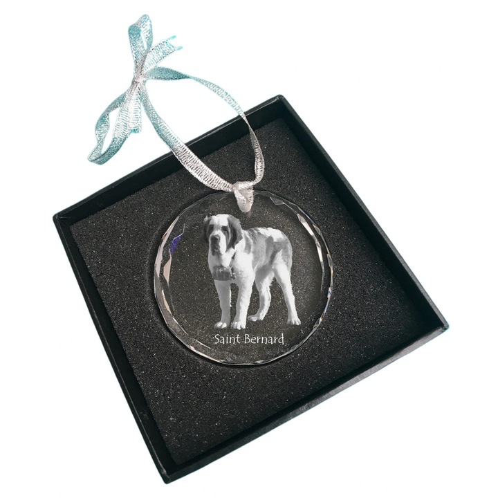 Pandantiv de Craciun personalizat, Art-Dog, cristal, 7x1cm, cu fotografie animal de companie