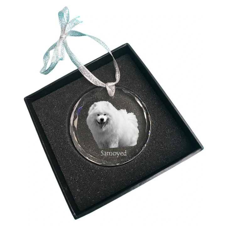 Pandantiv de Craciun personalizat, Art-Dog, cristal, 7x1cm, cu fotografie animal de companie