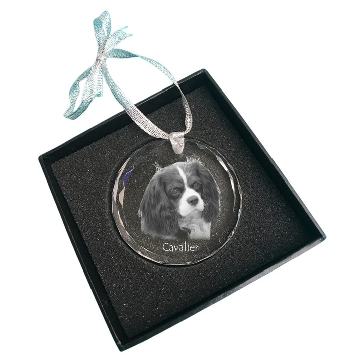 Pandantiv de Craciun personalizat, Art-Dog, cristal, 7x1cm, cu fotografie animal de companie