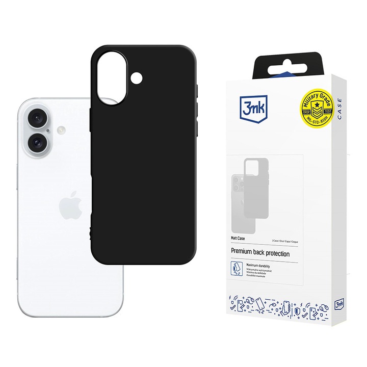 Husa pentru iPhone 16, Matt Case, U25, Poliuretan, Black