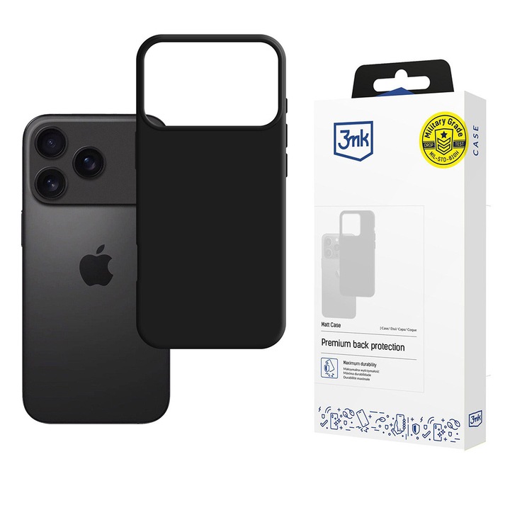 Калъф за iPhone 17 Pro Max, Матов кейс, U40, Полиуретан, Черен