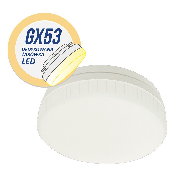 Lampa LED, Light Prestige, GX53, 7W, calda, alb, 2, 8x7, 4cm