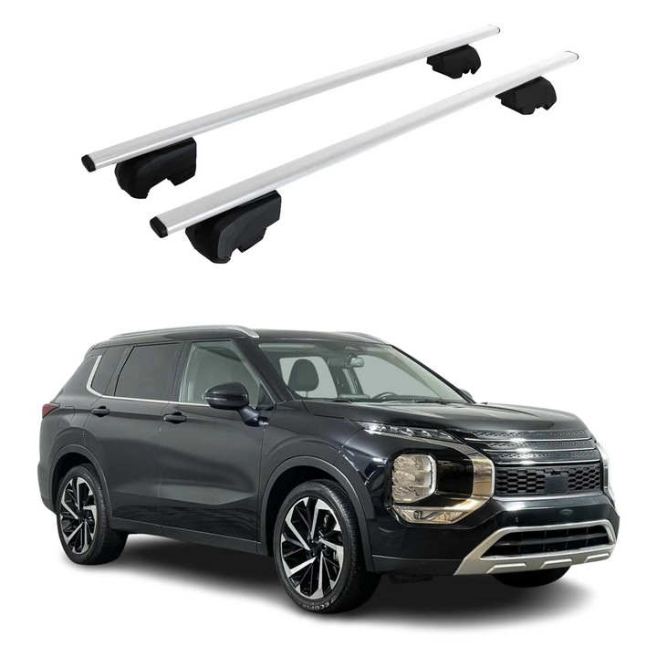 Bare transversale OMAC pentru Mitsubishi Outlander 2021-2023, metalice, argintii, 75 Kg, set