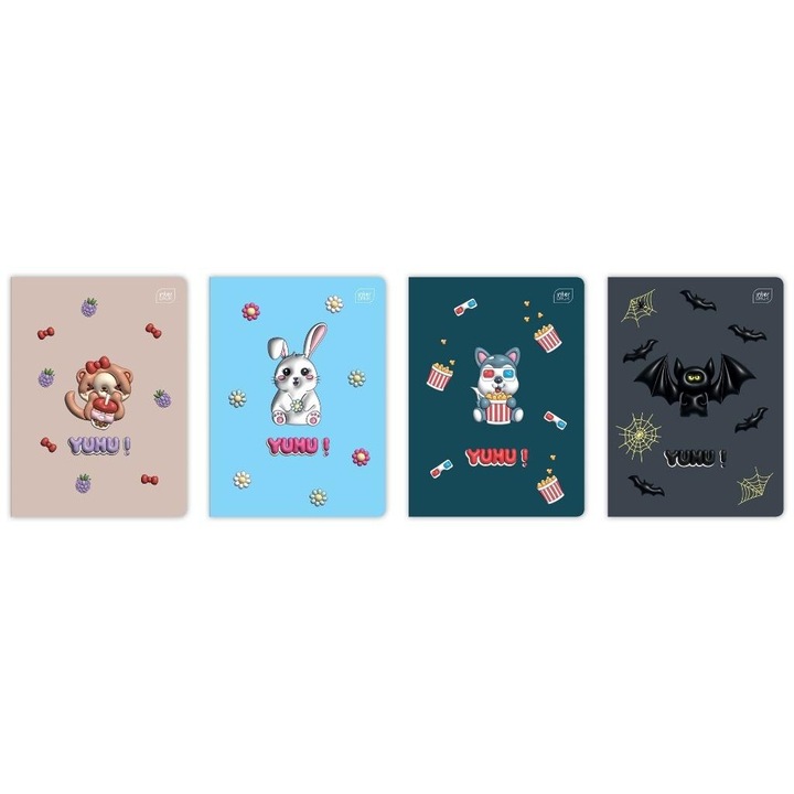 Caiet A5 INTERDRUK 16 file, 3 linii, coperta lucioasa, set de 20 bucati