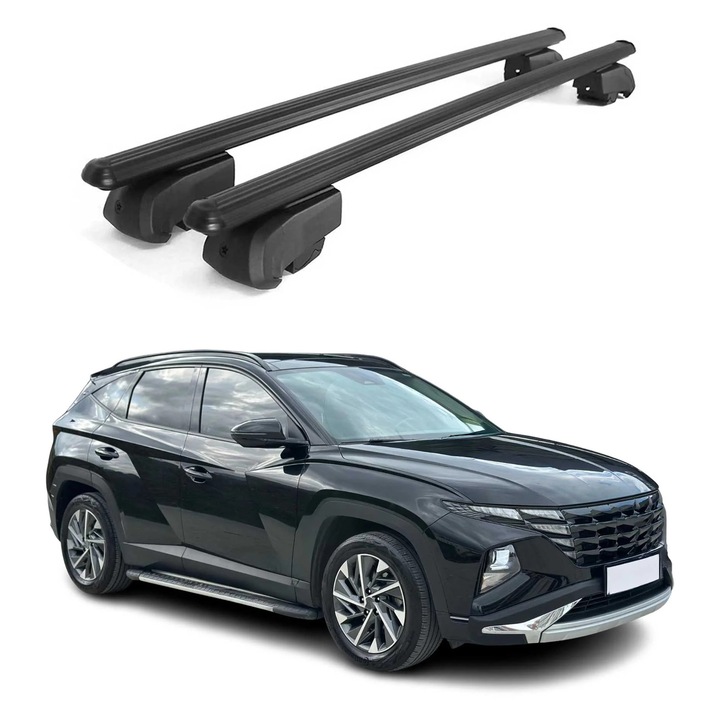 Bare transversale Hyundai Tucson mk4 2020-2025, aluminiu, negru, 75kg, set 2 piese