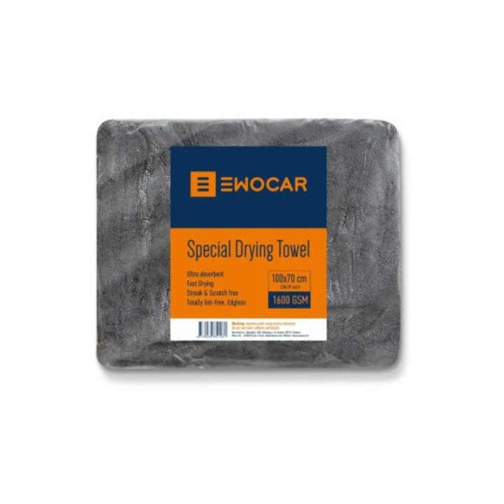 Prosop auto ultra absorbant Ewocar Twisted Loop, 1200GSM gri 100x70 cm