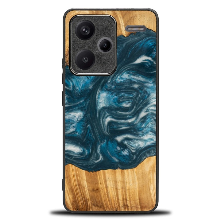 Husa telefon Bewood, compatibila cu Xiaomi Redmi Note 13 Pro Plus 5G, lemn si rasina, 100% protectie, design unic, multicolor