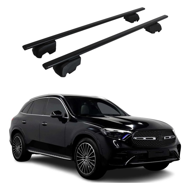 Bare transversale Mercedes GLC X254 2022-2025, metal, negru, 75kg, set 2 piese