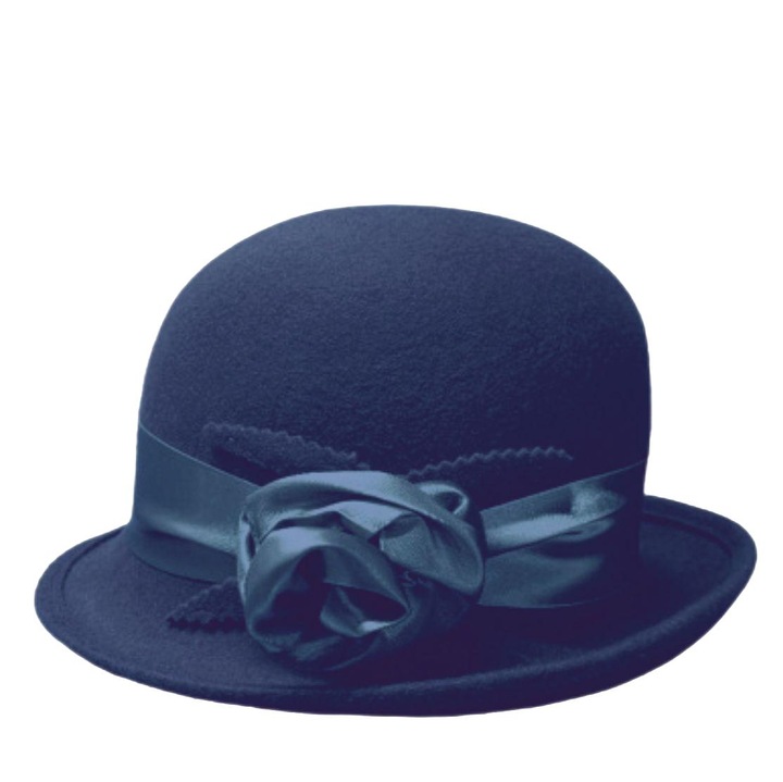 Palarie dama lux cu boruri retro Confortino Nobless – Fetru italian 100% lana, Palarie Bleumarin, Marime Unica, Reglabila – Fabricata in Romania