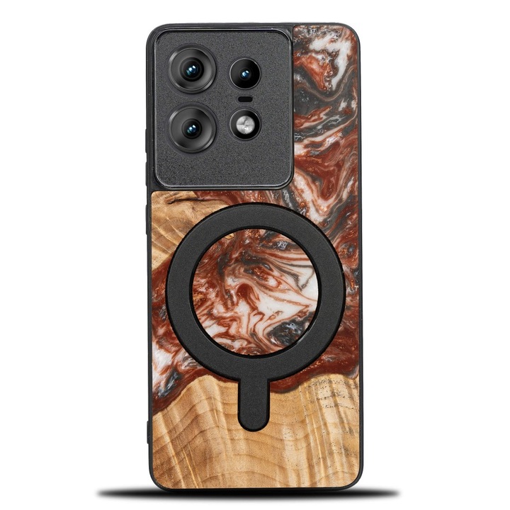 Etui Bewood Unique pentru Motorola Edge 50 Pro, lemn si rasina, 100% protectie, multicolor, 12 luni garantie