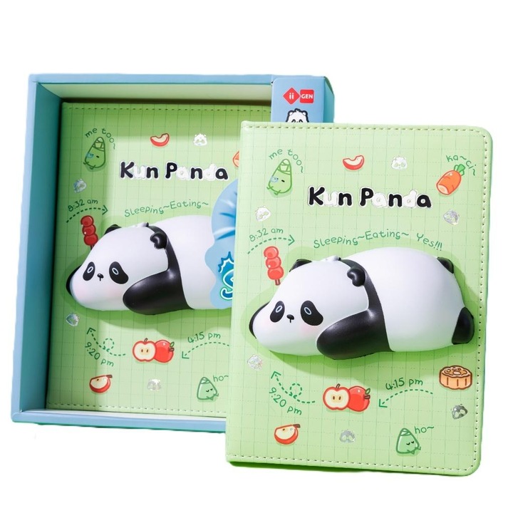 Caiet Panda cu coperta moale, 96 de pagini